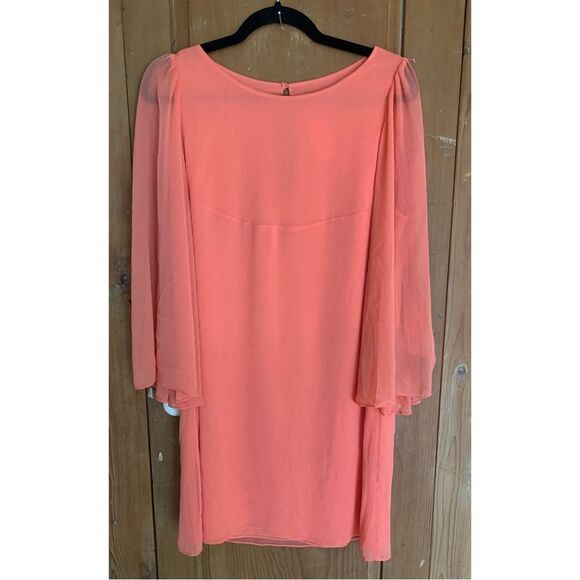 Alice + Olivia Odette flutter sleeve peach chiffon dress NWT - Picture 3 of 12